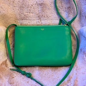 Celine Trio crossbody bag leather green